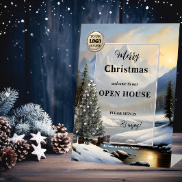 Freuen Sie sich auf das Open House für Weihnachten Sockelschild