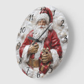 Freuen Sie sich auf den Weihnachtsmann mit Geschen Große Wanduhr (Winkel)