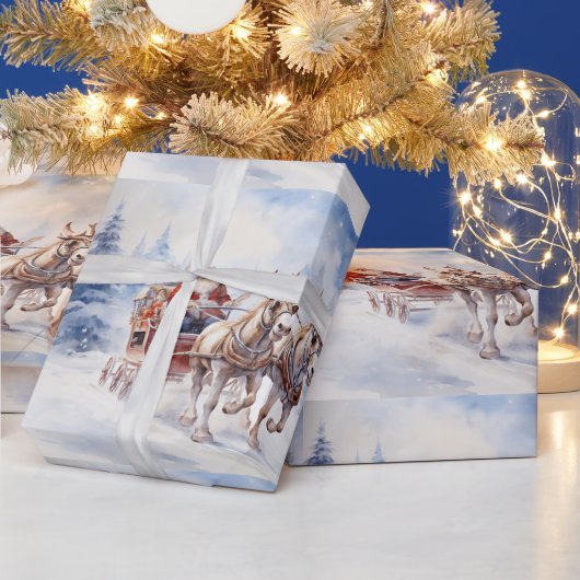 Freuen Sie sich auf die festliche Schlittenfahrt d Geschenkpapier (Feiertage)