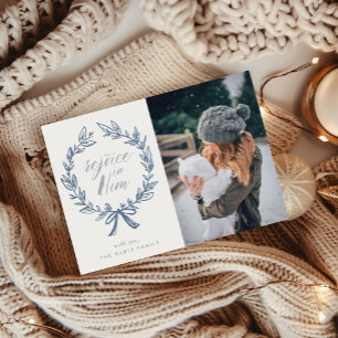 Freuen Sie sich auf die Fotokarte von Sim Wreath H Feiertagskarte