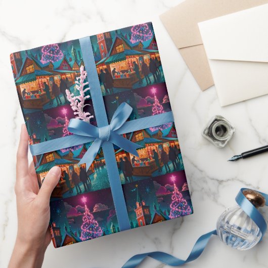 Freuen Sie sich auf die Weihnachtsszene Geschenkpapier (Schenken)