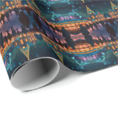 Freuen Sie sich auf die Weihnachtsszene Geschenkpapier (Rolleneckpunkt)