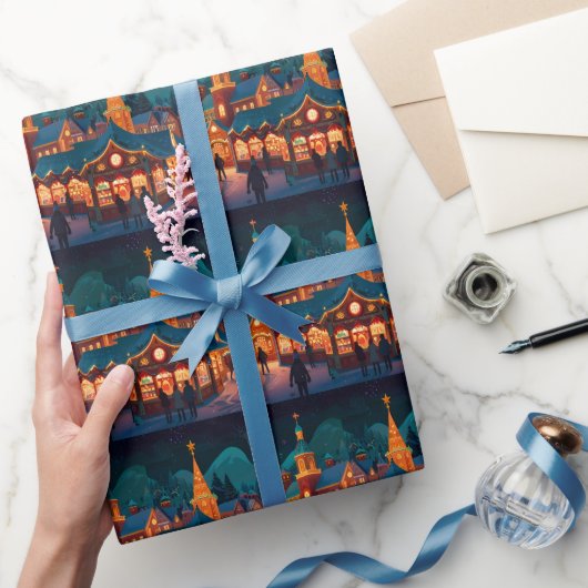 Freuen Sie sich auf die Weihnachtsszene Geschenkpapier (Schenken)