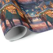 Freuen Sie sich auf die Weihnachtsszene Geschenkpapier (Rolleneckpunkt)