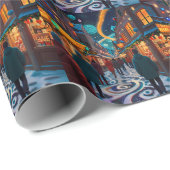 Freuen Sie sich auf die Weihnachtsszene Geschenkpapier (Rolleneckpunkt)