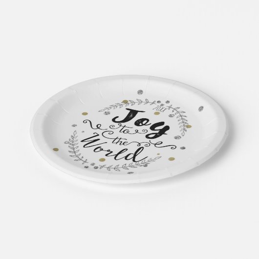 Freuen Sie sich auf die Welt Rustikale Silver Gold Pappteller (Schrägansicht)