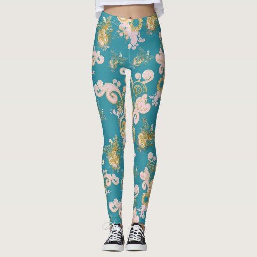 Freuen Sie sich auf ein abstraktes Blume-Blätterde Leggings (Vorderseite)