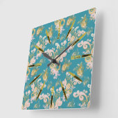 Freuen Sie sich auf ein abstraktes Blume-Blätterde Quadratische Wanduhr (Winkel)