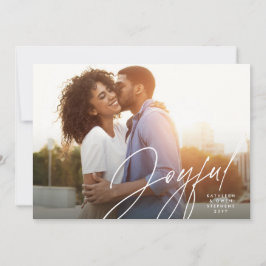 Freuen Sie sich auf ein Foto modernes Drehbuch Feiertagskarte