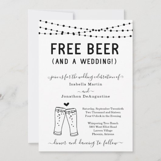 Freuen Sie sich auf ein sonniges Bier und eine Ein Einladung (Vorderseite)