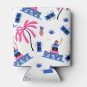 Freuen Sie sich auf einen DJ, tropisches Strandmus Dosenkühler (Rückseite)