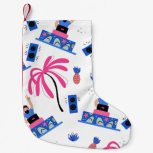 Freuen Sie sich auf einen DJ, tropisches Strandmus Kleiner Weihnachtsstrumpf