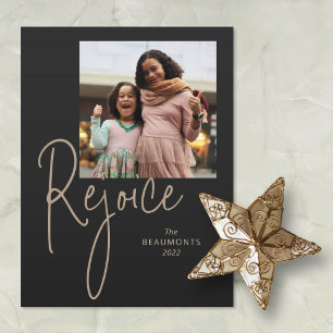 Freuen Sie sich auf einen einfachen Foto Black Hol Feiertagspostkarte