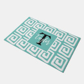 Freuen Sie sich auf einen hellblauen und weißen mo Fußmatte (Schrägansicht)