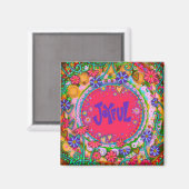 Freuen Sie sich auf fröhliche rosa Hübsche Blumenm Magnet (Vorderseite/Rückseite)