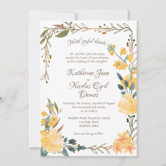 Freuen Sie sich auf goldene Blüten Einladung (Vorderseite)
