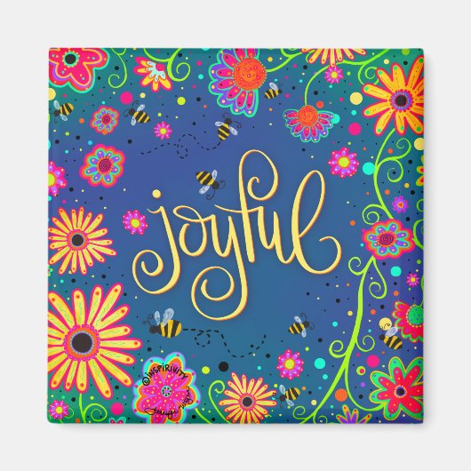 Freuen Sie sich auf Hübsche Blumenbienen Magnet (Vorne)