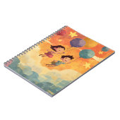 Freuen Sie sich auf junge Kinder mit Balloons und  Notizblock (Linke Seite)