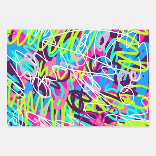 Freuen Sie sich auf moderne Abstrakte Farben Geschenkpapier Set (Vorderseite 3)