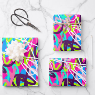 Freuen Sie sich auf moderne Abstrakte Farben Geschenkpapier Set