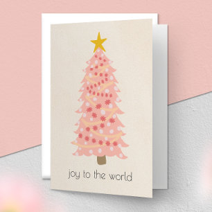 Freuen Sie sich auf Niedlichen Pink Tree Feiertagskarte
