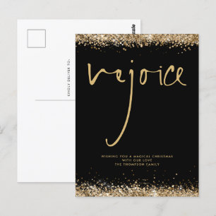 Freuen Sie sich auf Script Gold Glitzer Schwarzer  Postkarte