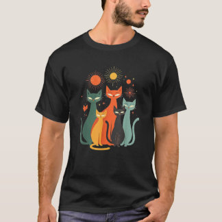 Freuen Sie sich auf Vintage Katzen Retro Feuerwerk T-Shirt