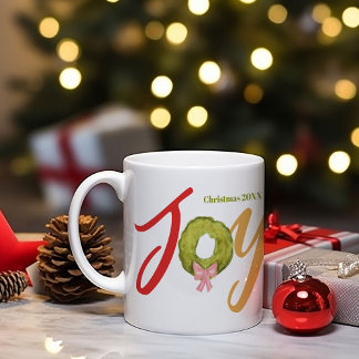 Freuen Sie sich auf Weihnachts-Typografie Foto-Nam Kaffeetasse