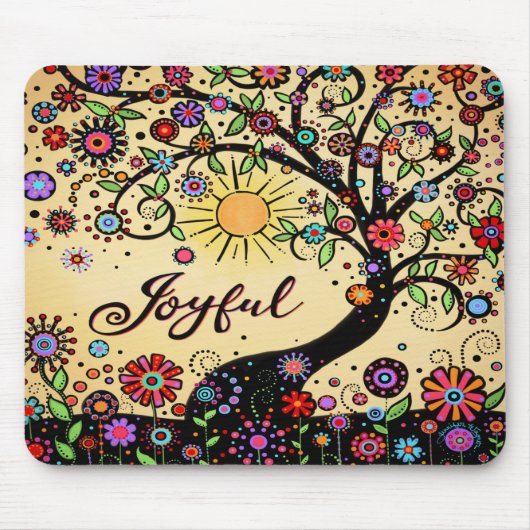 Freuen Sie sich auf Whimsical Colorful Tree Mousepad (Vorne)