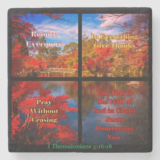 Freuen Sie sich, beten, danken Steinuntersetzer (Vorderseite)