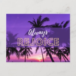 Freuen Sie sich immer auf Lila Palmen Sonnenunterg Postkarte