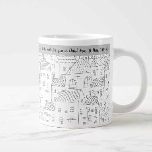 Freuen Sie sich immer Schwarz-weiß Village 20 oz T Jumbo-Tasse (Rechts)