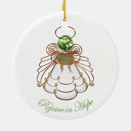 Freuen Sie sich in der Hoffnung - Weihnachtsengel Keramik Ornament (Hinten)