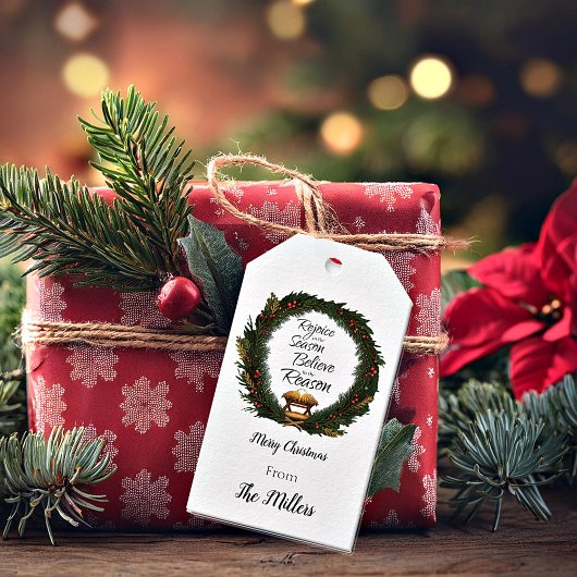 Freuen und glauben, Krippe personalisiert Geschenkanhänger