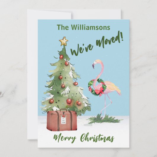 Freuen wir uns über den Flamingo Weihnachtsbaum Ankündigung (Vorderseite)