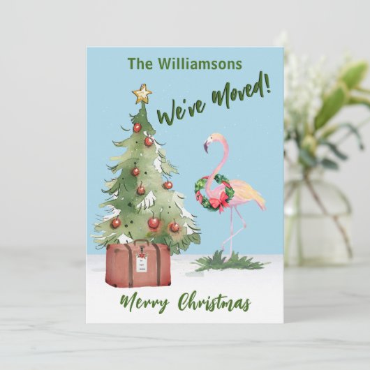 Freuen wir uns über den Flamingo Weihnachtsbaum Ankündigung (Stehend Vorderseite)