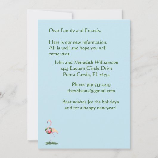 Freuen wir uns über den Flamingo Weihnachtsbaum Ankündigung (Rückseite)