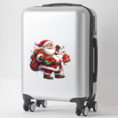 Freuer Weihnachtsmann mit Geschenken Aufkleber (Koffer)