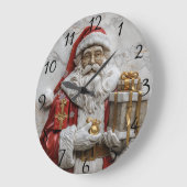 Freuer Weihnachtsmann mit Geschenken Große Wanduhr (Winkel)