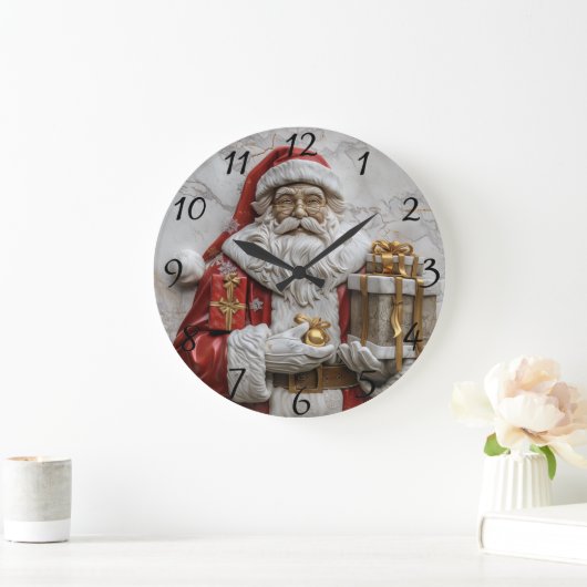Freuer Weihnachtsmann mit Geschenken Große Wanduhr (Zuhause)