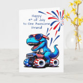 Freund 4. Juli Dinosaur T-Rex Reitwagen Karte (Gelbe Blume)