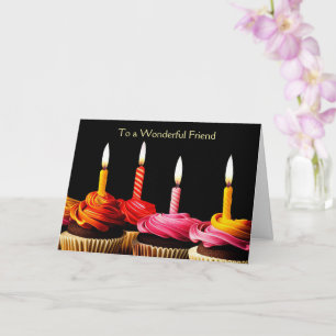 Freund Alles Gute zum Geburtstag mit Cupcakes und Karte