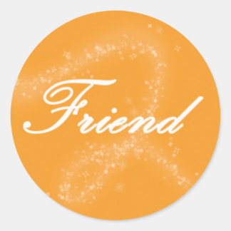 Freund auf einem orangen Hintergrund Runder Aufkleber