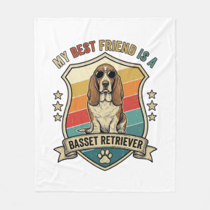 Freund Basset Retriever Hund Sonnenbrille Retro Sc Fleecedecke