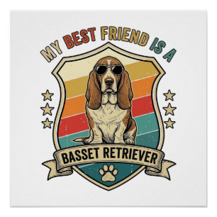 Freund Basset Retriever Hund Sonnenbrille Retro Sc Poster