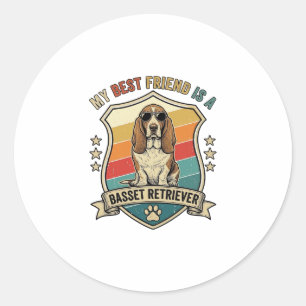 Freund Basset Retriever Hund Sonnenbrille Retro Sc Runder Aufkleber