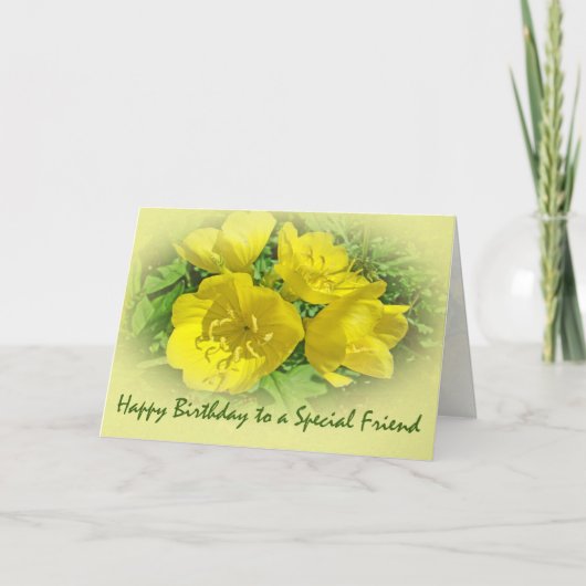Freund Birthday Gelbe Primrosen - Sundrops Karte (Vorderseite)