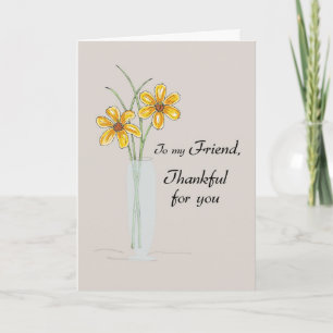 Freund danke Ihnen zwei Daisy Blume in Vase Karte