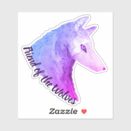 Freund des Lila Watercolor-Wolfs Aufkleber