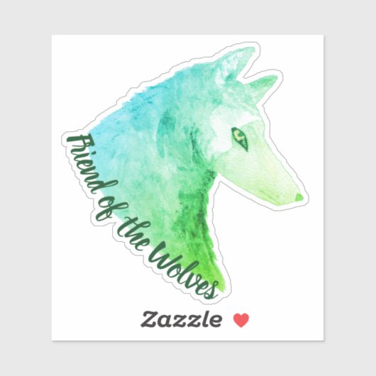 Freund des Wolfen Grüner Wasserfarben Wolf Aufkleber (Blatt)